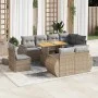 Set de sofás de jardín con cojines 9 pzas ratán sintético beige by , Garden sets - Ref: Foro24-3327279, Price: 741,33 €, Disc...