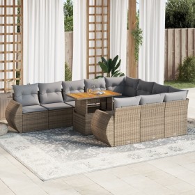 Set de sofás de jardín 11pzas con cojines ratán sintético beige von , Gartensets - Ref: Foro24-3327314, Preis: 811,04 €, Raba...