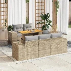 Juego de sofás jardín con cojines 6 pzas ratán sintético beige by , Garden sets - Ref: Foro24-3327328, Price: 550,62 €, Disco...