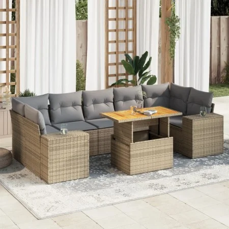 Set de sofás de jardín y cojines 8 piezas ratán sintético beige by , Garden sets - Ref: Foro24-3327349, Price: 594,90 €, Disc...
