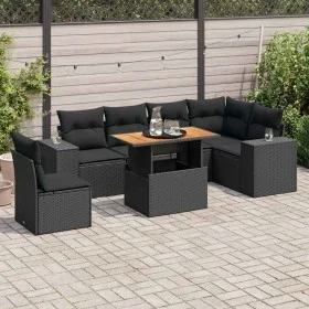 Set de sofás de jardín 7 pzas con cojines ratán sintético negro by , Garden sets - Ref: Foro24-3327380, Price: 509,81 €, Disc...