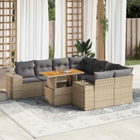 Set de sofás de jardín con cojines 9 pzas ratán sintético beige von , Gartensets - Ref: Foro24-3327356, Preis: 662,12 €, Raba...