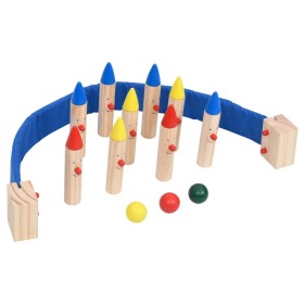 Juego de bolos de madera de pino maciza multicolor