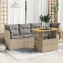Juego de sofás jardín con cojines 5 pzas ratán sintético beige by , Garden sets - Ref: Foro24-3326880, Price: 348,65 €, Disco...