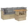Juego de sofás jardín con cojines 5 pzas ratán sintético beige by , Garden sets - Ref: Foro24-3326880, Price: 348,65 €, Disco...