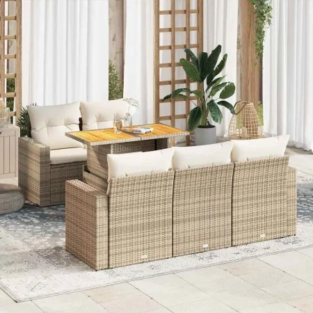 Juego de sofás jardín con cojines 6 pzas ratán sintético beige by , Garden sets - Ref: Foro24-3326991, Price: 511,18 €, Disco...