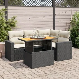 Set de muebles de jardín 5 pzas y cojines ratán sintético negro by , Garden sets - Ref: Foro24-3327031, Price: 362,12 €, Disc...