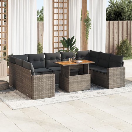 Set de sofás de jardín y cojines 10 pzas ratán sintético gris by , Garden sets - Ref: Foro24-3327084, Price: 656,65 €, Discou...