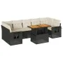 Set de sofás de jardín y cojines 8 piezas ratán sintético negro by , Garden sets - Ref: Foro24-3327122, Price: 537,09 €, Disc...
