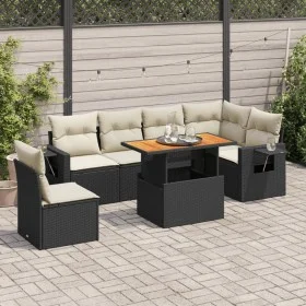 Set de sofás de jardín 7 pzas con cojines ratán sintético negro by , Garden sets - Ref: Foro24-3327157, Price: 465,80 €, Disc...