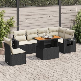 Set de sofás de jardín 7 pzas con cojines ratán sintético negro de , Conjuntos de jardín - Ref: Foro24-3327157, Precio: 473,8...
