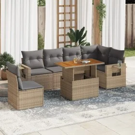 Set sofás de jardín 7 piezas y cojines ratán sintético beige by , Garden sets - Ref: Foro24-3327160, Price: 515,53 €, Discoun...