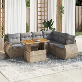 Set sofás de jardín 7 piezas y cojines ratán sintético beige von , Gartensets - Ref: Foro24-3327272, Preis: 512,77 €, Rabatt: %
