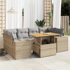 Set sofás de jardín 7 piezas y cojines ratán sintético beige by , Garden sets - Ref: Foro24-3327342, Price: 543,85 €, Discoun...