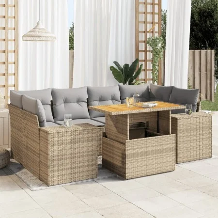 Set sofás de jardín 7 piezas y cojines ratán sintético beige by , Garden sets - Ref: Foro24-3327342, Price: 543,85 €, Discoun...