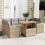 Set sofás de jardín 7 piezas y cojines ratán sintético beige von , Gartensets - Ref: Foro24-3327342, Preis: 543,52 €, Rabatt: %