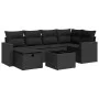 Set de sofás de jardín 7 pzas con cojines ratán sintético negro by , Garden sets - Ref: Foro24-3325391, Price: 468,90 €, Disc...