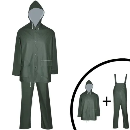 Chubasquero impermeable reforzado con capucha 2 pzas XL verde de , Trajes impermeables - Ref: Foro24-130782, Precio: 17,11 €,...
