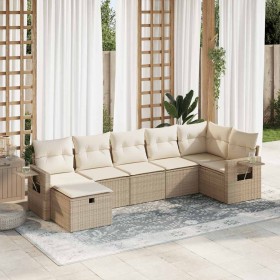 Set sofás de jardín 7 piezas y cojines ratán sintético beige de , Conjuntos de jardín - Ref: Foro24-3325504, Precio: 532,07 €...