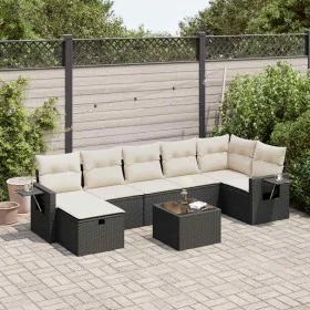 Set de sofás de jardín y cojines 8 piezas ratán sintético negro by , Garden sets - Ref: Foro24-3325512, Price: 472,99 €, Disc...