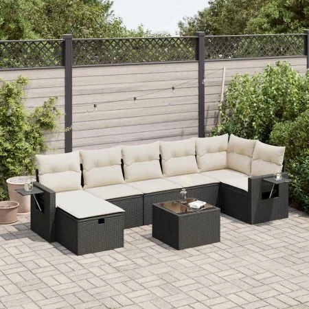 Set de sofás de jardín y cojines 8 piezas ratán sintético negro by , Garden sets - Ref: Foro24-3325512, Price: 476,00 €, Disc...