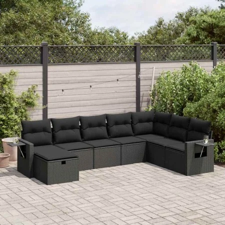Set de sofás de jardín y cojines 8 piezas ratán sintético negro von , Gartensets - Ref: Foro24-3325531, Preis: 530,95 €, Raba...