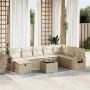 Set de sofás de jardín con cojines 9 pzas ratán sintético beige von , Gartensets - Ref: Foro24-3325544, Preis: 633,69 €, Raba...