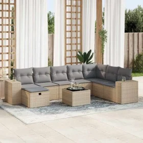 Set de sofás de jardín con cojines 9 pzas ratán sintético beige von , Gartensets - Ref: Foro24-3325745, Preis: 584,21 €, Raba...