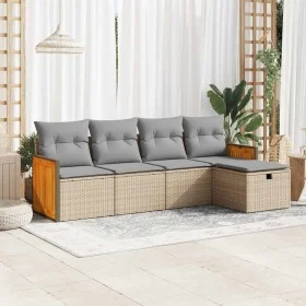 Juego de sofás jardín con cojines 5 pzas ratán sintético beige by , Garden sets - Ref: Foro24-3326014, Price: 327,50 €, Disco...