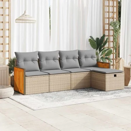 Juego de sofás jardín con cojines 5 pzas ratán sintético beige by , Garden sets - Ref: Foro24-3326014, Price: 327,50 €, Disco...