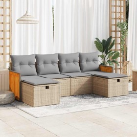 Juego de sofás jardín con cojines 6 pzas ratán sintético beige by , Garden sets - Ref: Foro24-3326056, Price: 378,31 €, Disco...