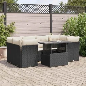 Set de sofás de jardín 7 pzas con cojines ratán sintético negro by , Garden sets - Ref: Foro24-3326107, Price: 489,40 €, Disc...