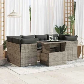 Set de sofás de jardín 7 pzas con cojines ratán sintético gris by , Garden sets - Ref: Foro24-3326111, Price: 476,03 €, Disco...
