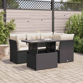 Set de muebles de jardín 5 pzas y cojines ratán sintético negro von , Gartensets - Ref: Foro24-3326147, Preis: 372,75 €, Raba...