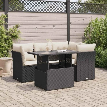Set de muebles de jardín 5 pzas y cojines ratán sintético negro by , Garden sets - Ref: Foro24-3326147, Price: 368,36 €, Disc...