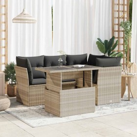 Set de sofás jardín y cojines 5 pzas ratán sintético gris claro by , Garden sets - Ref: Foro24-3326153, Price: 406,06 €, Disc...