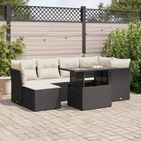 Set de sofás de jardín 7 pzas con cojines ratán sintético negro by , Garden sets - Ref: Foro24-3326187, Price: 472,02 €, Disc...