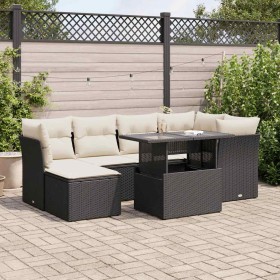 Set de sofás de jardín 7 pzas con cojines ratán sintético negro von , Gartensets - Ref: Foro24-3326187, Preis: 470,07 €, Raba...