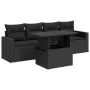 Set de muebles de jardín 5 pzas y cojines ratán sintético negro de , Conjuntos de jardín - Ref: Foro24-3326236, Precio: 393,8...