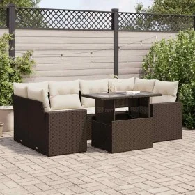 Juego de sofás de jardín 7 piezas con cojines ratán PE marrón by , Garden sets - Ref: Foro24-3326274, Price: 543,73 €, Discou...
