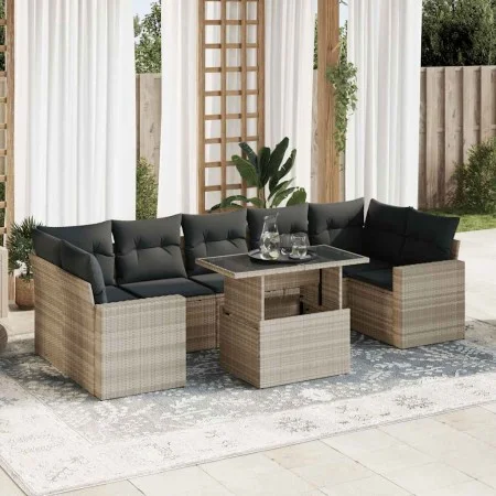 Set de sofás de jardín 8 pzas y cojines ratán sintético gris by , Garden sets - Ref: Foro24-3326283, Price: 643,19 €, Discoun...