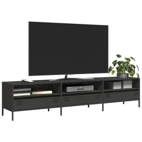 Mueble para TV acero laminado en frío negro 202x39x43,5 cm by , TV Furniture - Ref: Foro24-851346, Price: 163,62 €, Discount: %