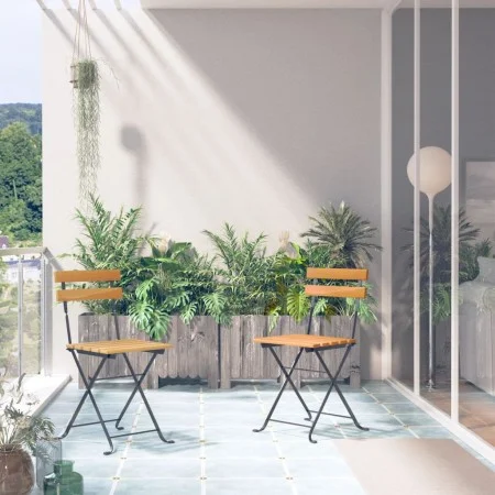 Folding garden chairs 2 pcs steel and solid acacia wood by vidaXL, Garden chairs - Ref: Foro24-313160, Price: 90,58 €, Discou...