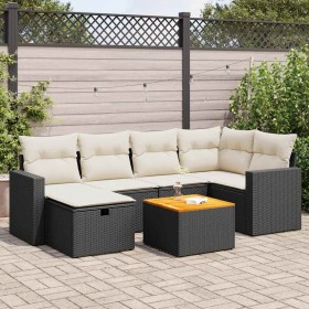 Set de sofás de jardín 7 pzas con cojines ratán sintético negro by , Garden sets - Ref: Foro24-3325787, Price: 421,30 €, Disc...