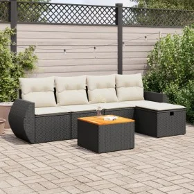 Set de sofás de jardín 6 piezas y cojines ratán sintético negro by , Garden sets - Ref: Foro24-3325836, Price: 357,64 €, Disc...