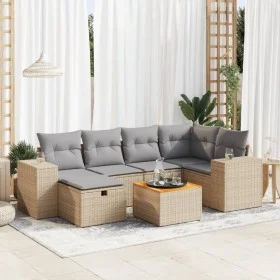 Set sofás de jardín 7 piezas y cojines ratán sintético beige by , Garden sets - Ref: Foro24-3325874, Price: 474,89 €, Discoun...