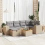 Set sofás de jardín 7 piezas y cojines ratán sintético beige by , Garden sets - Ref: Foro24-3325874, Price: 474,89 €, Discoun...