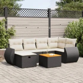 Set de sofás de jardín 7 pzas con cojines ratán sintético negro von , Gartensets - Ref: Foro24-3325843, Preis: 437,91 €, Raba...