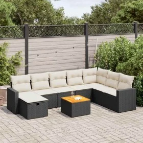 Set de sofás de jardín con cojines 9 pzas ratán sintético negro by , Garden sets - Ref: Foro24-3325801, Price: 498,58 €, Disc...