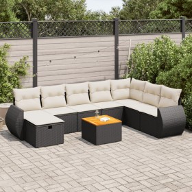 Set de sofás de jardín con cojines 9 pzas ratán sintético negro by , Garden sets - Ref: Foro24-3325857, Price: 526,86 €, Disc...